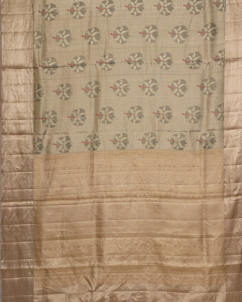 Grey tissue kanjivaram silk saree - PattuCheeralu