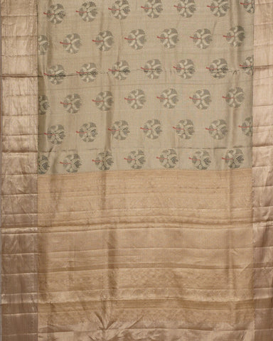 Grey tissue kanjivaram silk saree - PattuCheeralu