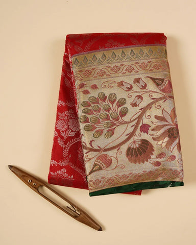 Bright red kanjivaram silk saree - PattuCheeralu