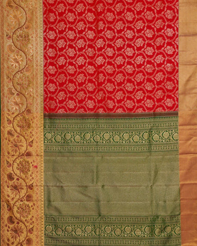 Bright red kanjivaram silk saree - PattuCheeralu