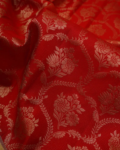 Bright red kanjivaram silk saree - PattuCheeralu