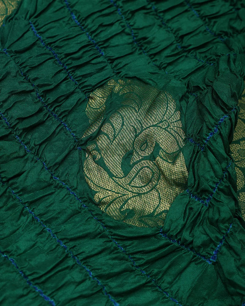 Green Bandhani Silk Saree - PattuCheeralu