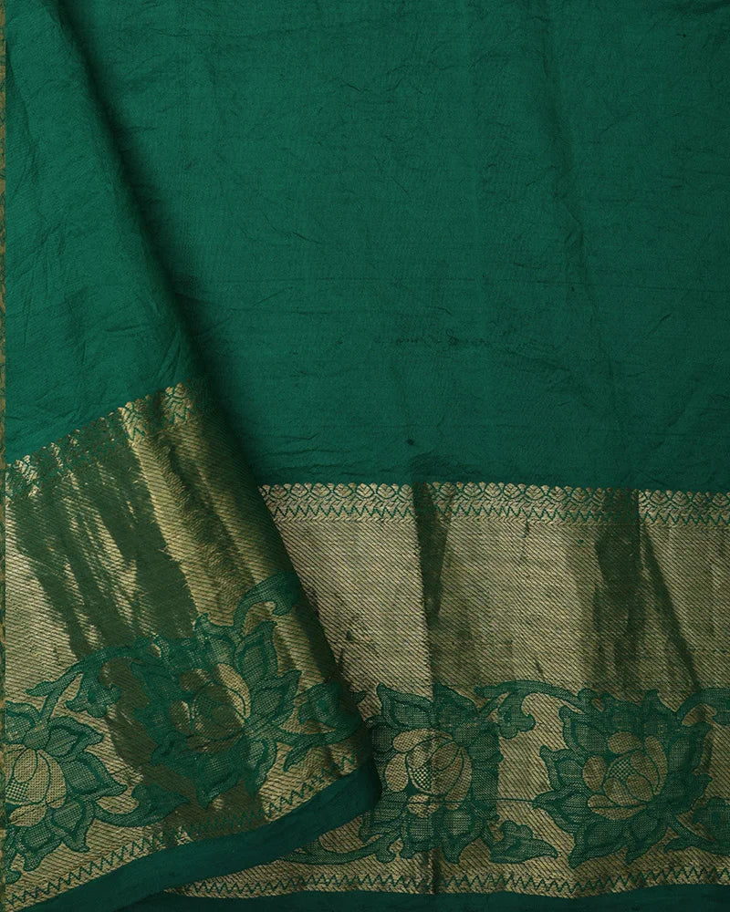 Green Bandhani Silk Saree - PattuCheeralu