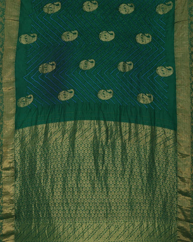 Green Bandhani Silk Saree - PattuCheeralu