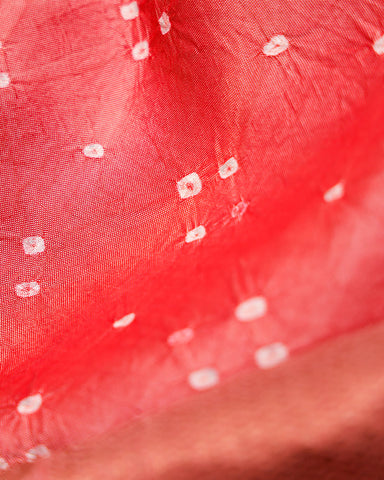Peach pink bandhani silk saree - PattuCheeralu