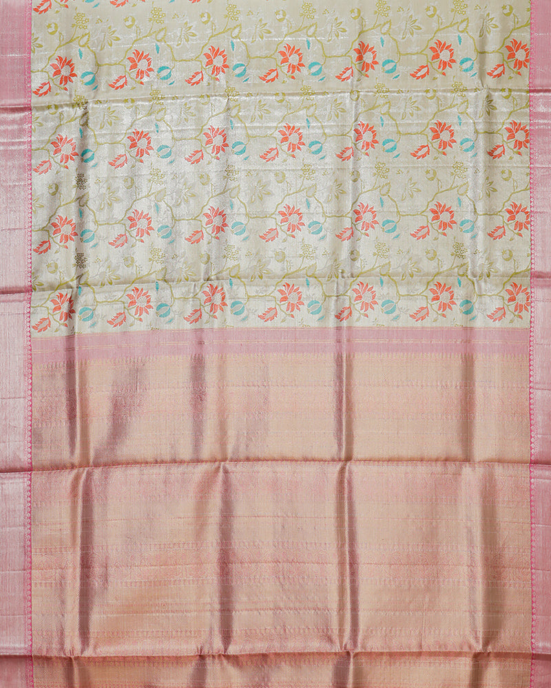 The silver tissue Kanjivaram saree - PattuCheeralu