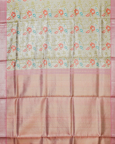 The silver tissue Kanjivaram saree - PattuCheeralu