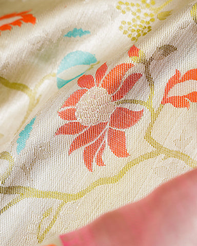The silver tissue Kanjivaram saree - PattuCheeralu
