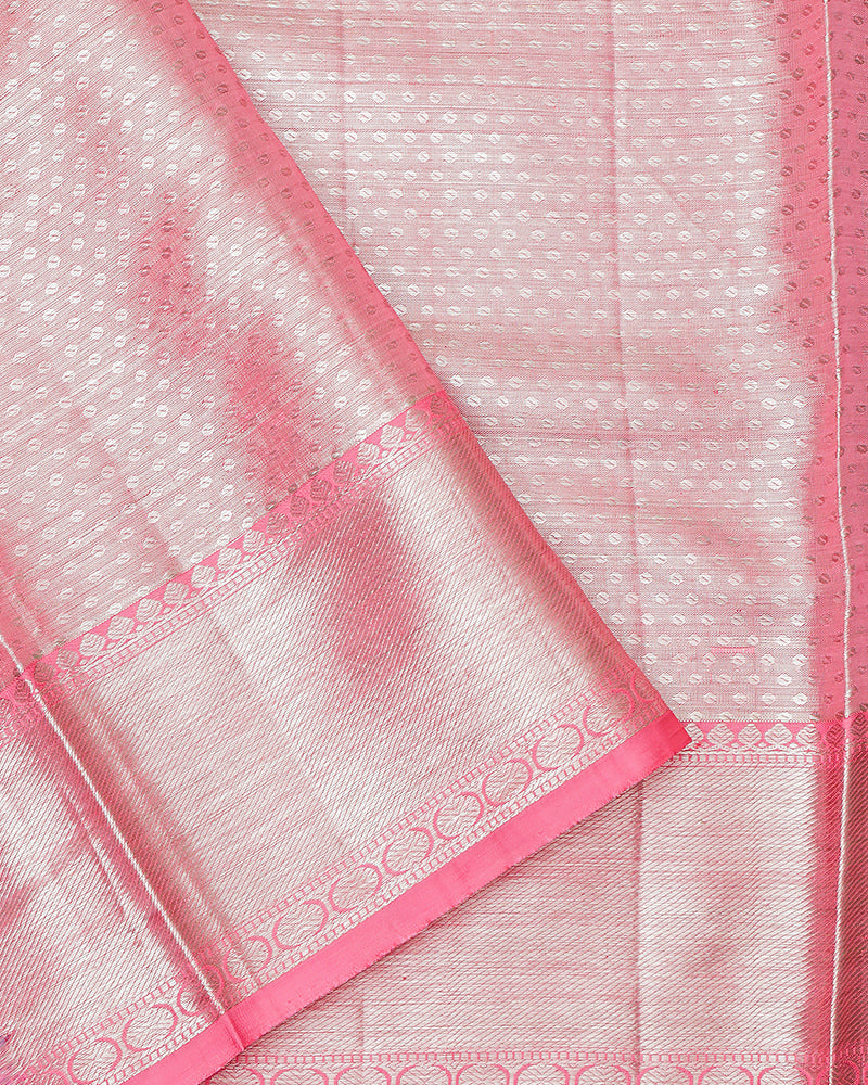 The silver tissue Kanjivaram saree - PattuCheeralu