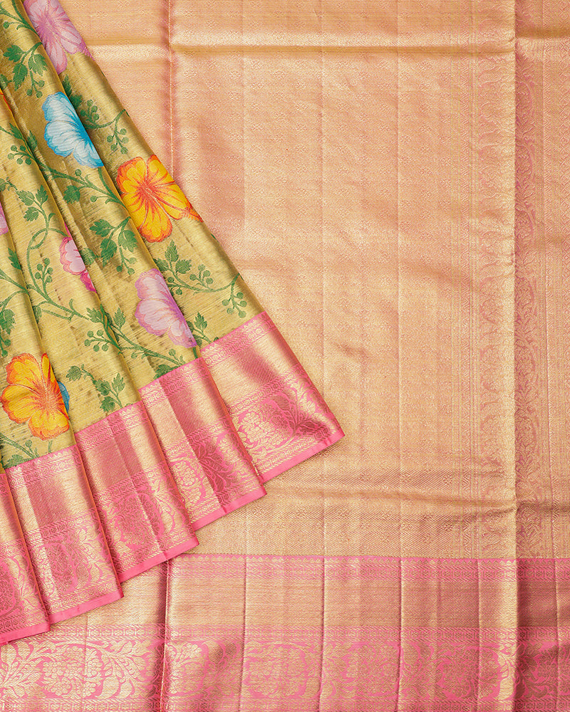 The gold tissue Kanjivaram saree - PattuCheeralu