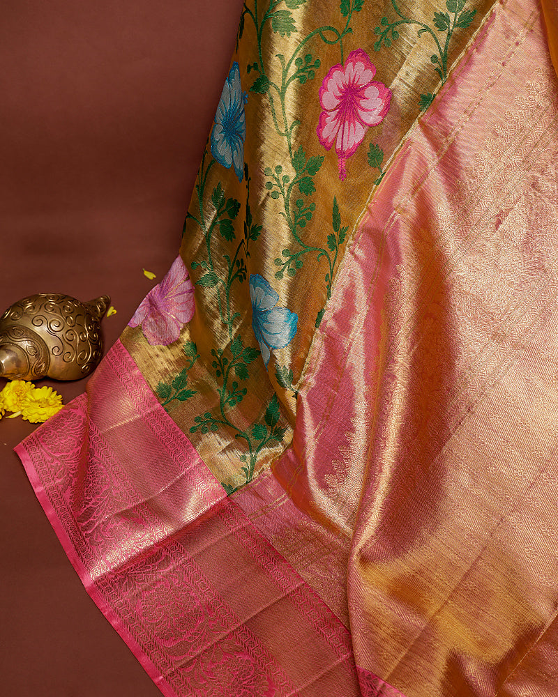 The gold tissue Kanjivaram saree - PattuCheeralu