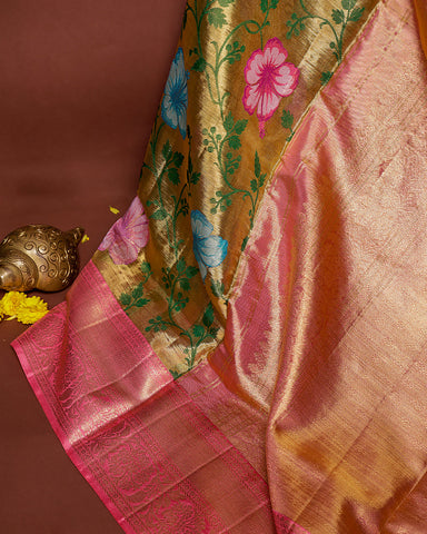 The gold tissue Kanjivaram saree - PattuCheeralu