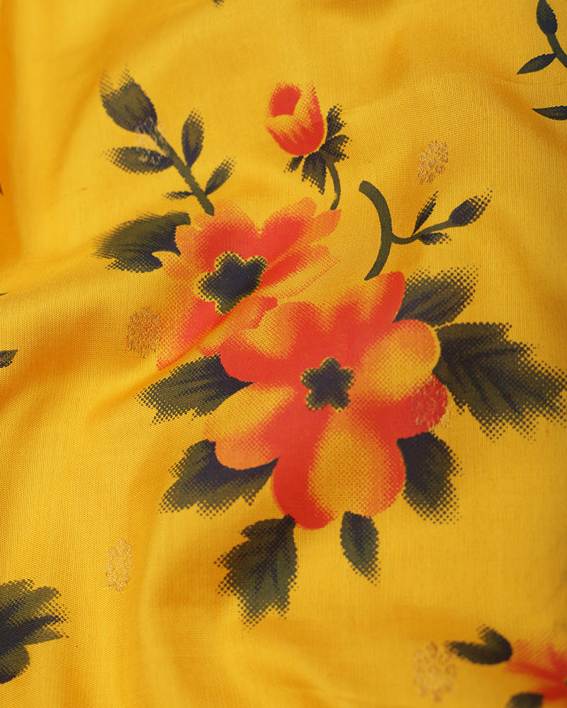 Yellow Kanjivaram Silk Saree - PattuCheeralu