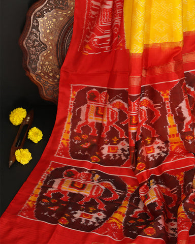 Yellow Ikkat Silk - PattuCheeralu