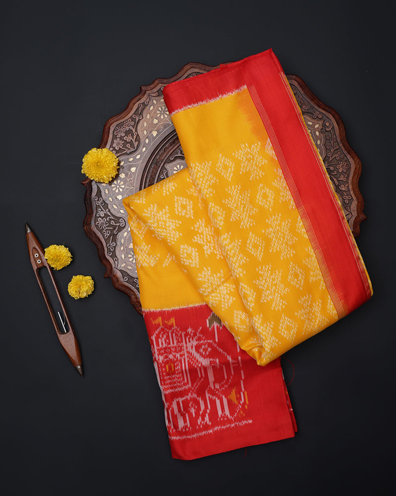 Yellow Ikkat Silk - PattuCheeralu