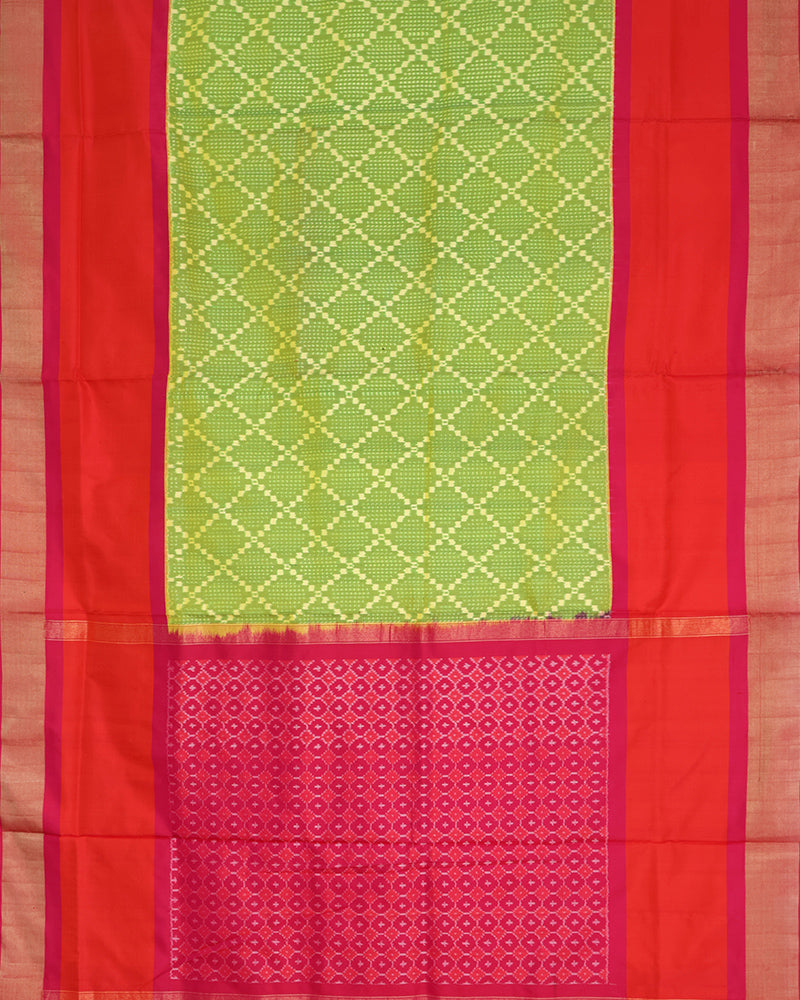 Mehndi Green Ikkat Silk - PattuCheeralu