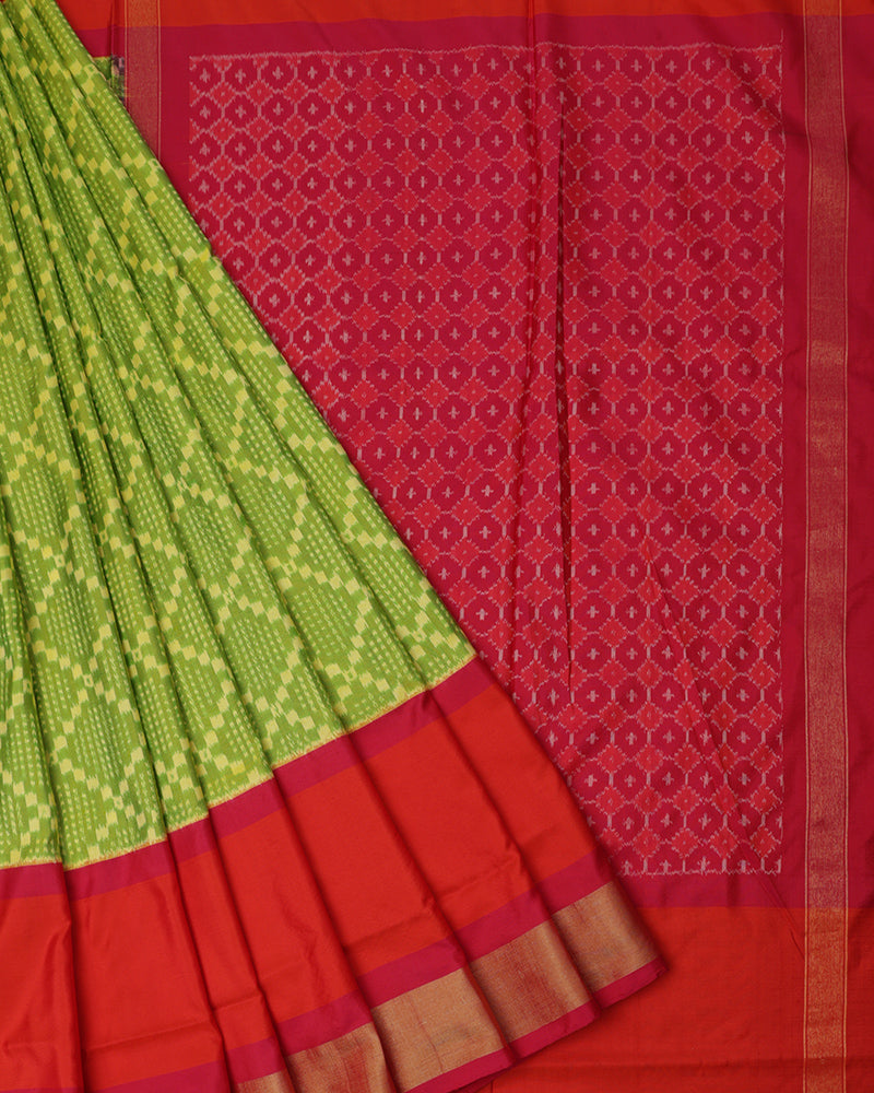 Mehndi Green Ikkat Silk - PattuCheeralu