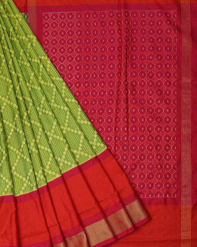 Mehndi Green Ikkat Silk - PattuCheeralu