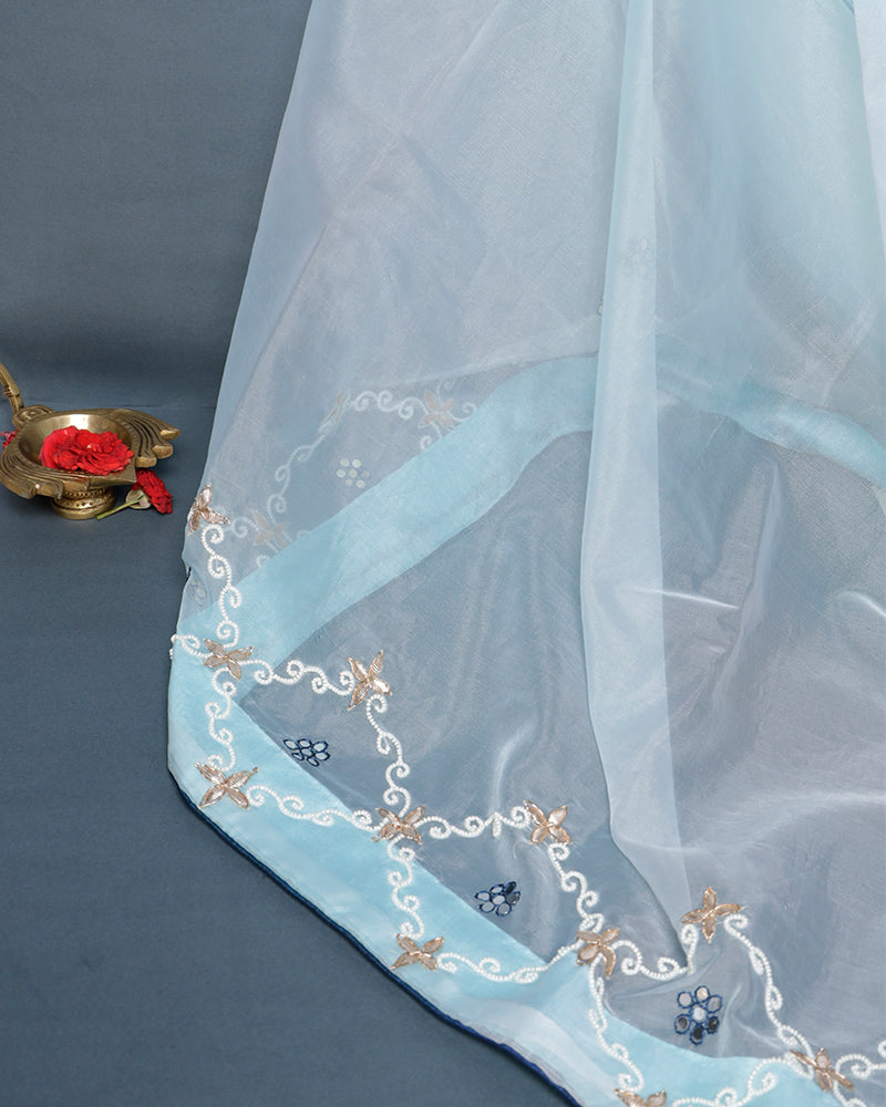 white organza saree - PattuCheeralu