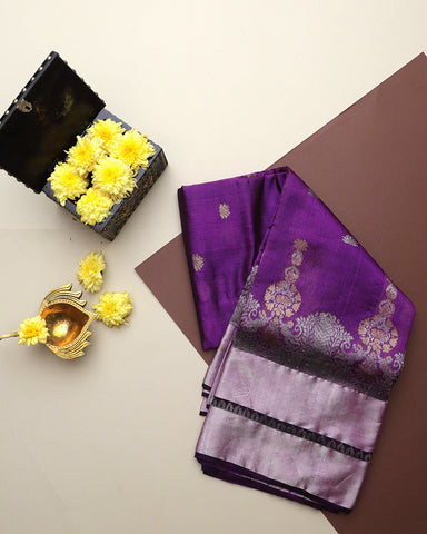 Purple Chanderi Silk Saree - PattuCheeralu