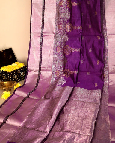Purple Chanderi Silk Saree - PattuCheeralu