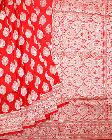 Red bandhani silk saree - PattuCheeralu