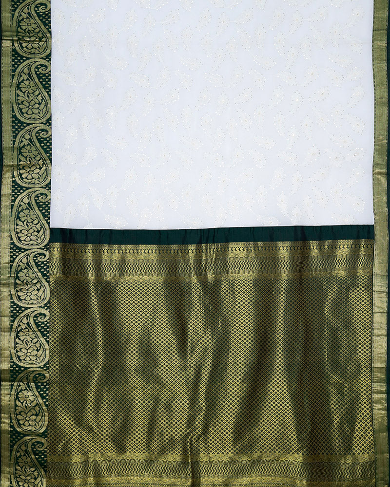 White Kanjivaram Georgette Saree - PattuCheeralu