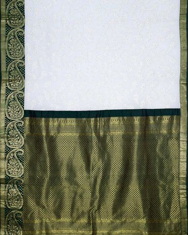White Kanjivaram Georgette Saree - PattuCheeralu