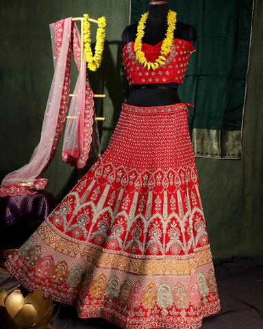 Bridal Red Lehenga Set - PattuCheeralu