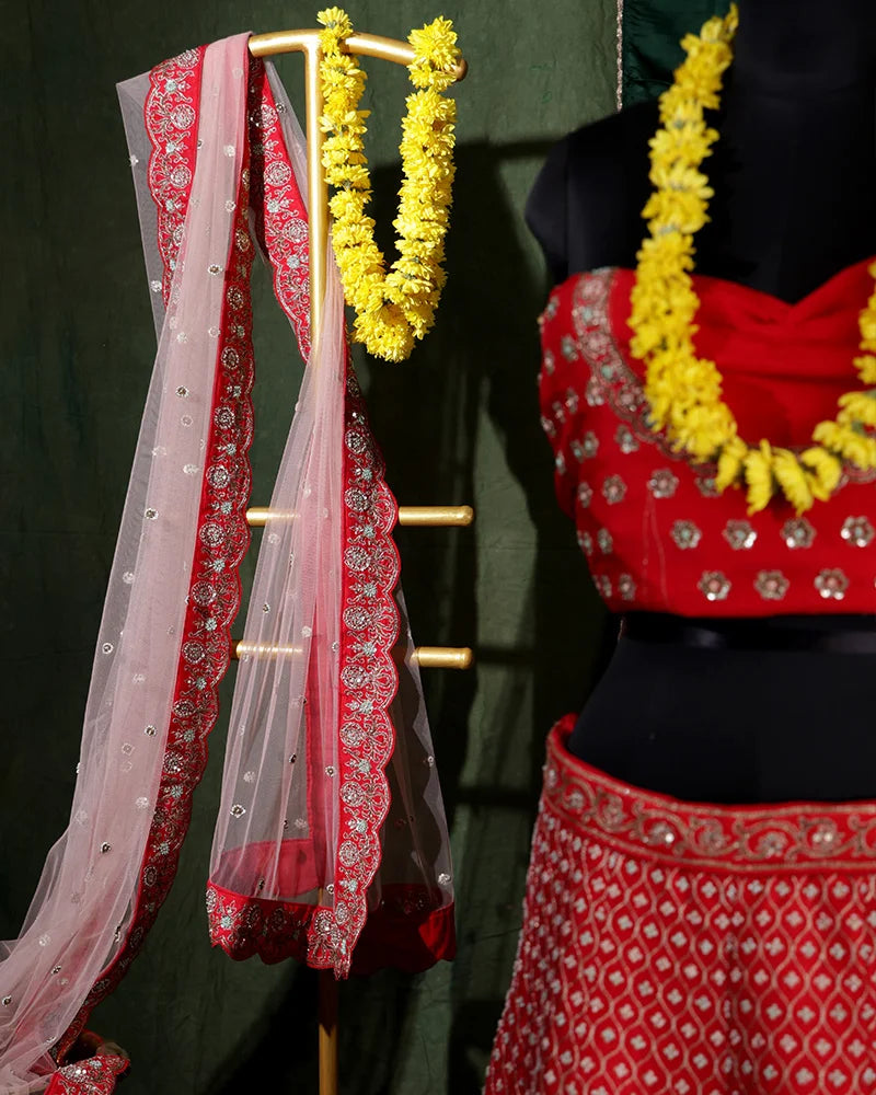 Bridal Red Lehenga Set - PattuCheeralu