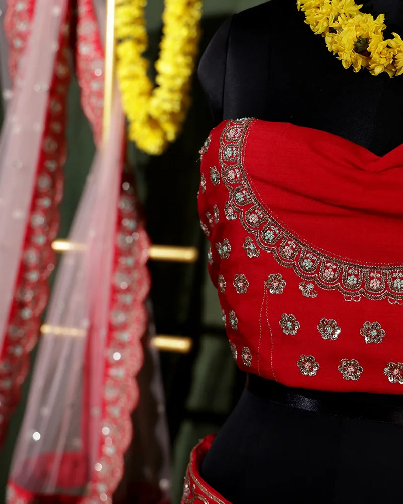 Bridal Red Lehenga Set - PattuCheeralu