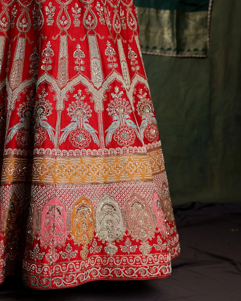 Bridal Red Lehenga Set - PattuCheeralu