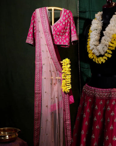 Bridal Pink Lehenga Set - PattuCheeralu