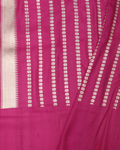 Deep Pink Tussar Saree - PattuCheeralu