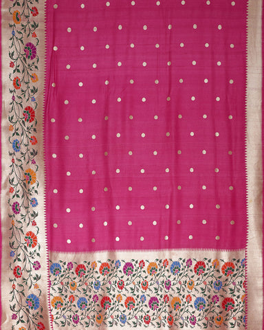 Deep Pink Tussar Saree - PattuCheeralu