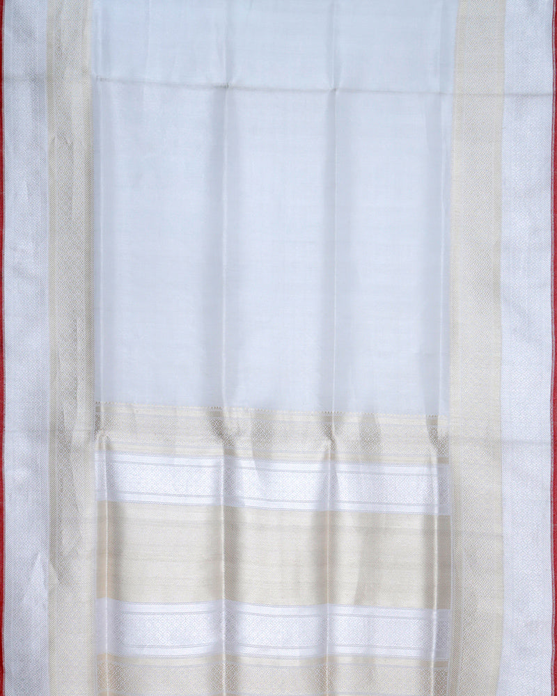 Off White Katan Banarasi Silk Saree - PattuCheeralu
