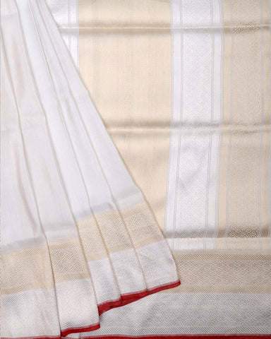 Off White Katan Banarasi Silk Saree - PattuCheeralu