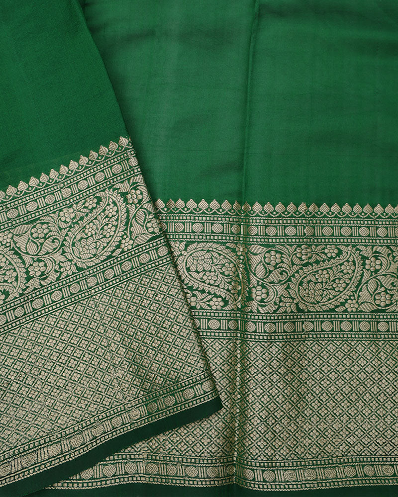Crimson Red Kora Banarasi Saree - PattuCheeralu