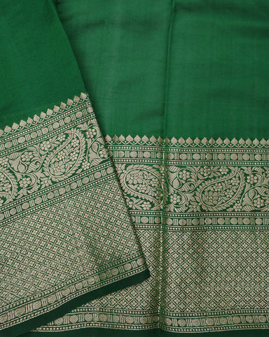 Crimson Red Kora Banarasi Saree - PattuCheeralu