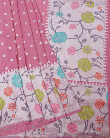 Rose Pink Tussar Saree - PattuCheeralu