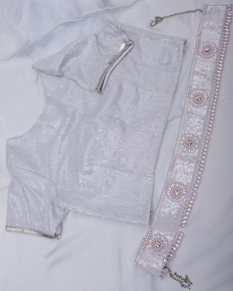 Powder Blue Designer Saree - PattuCheeralu