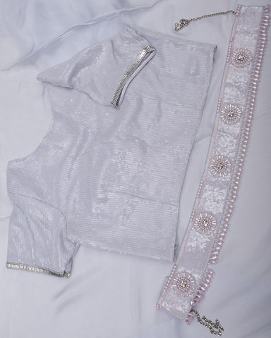 Powder Blue Designer Saree - PattuCheeralu
