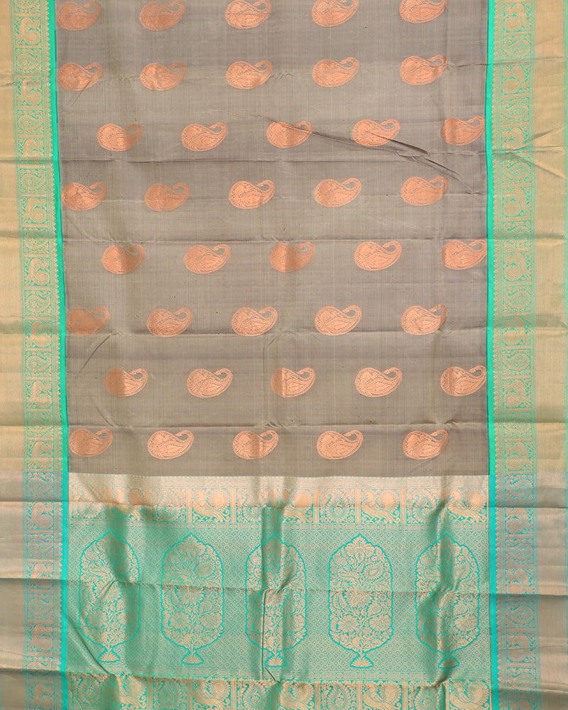 Iron Grey Kanjivaram Silk Saree - PattuCheeralu