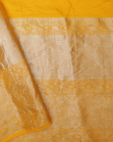 Mustard Yellow Bandhani Silk Saree - PattuCheeralu