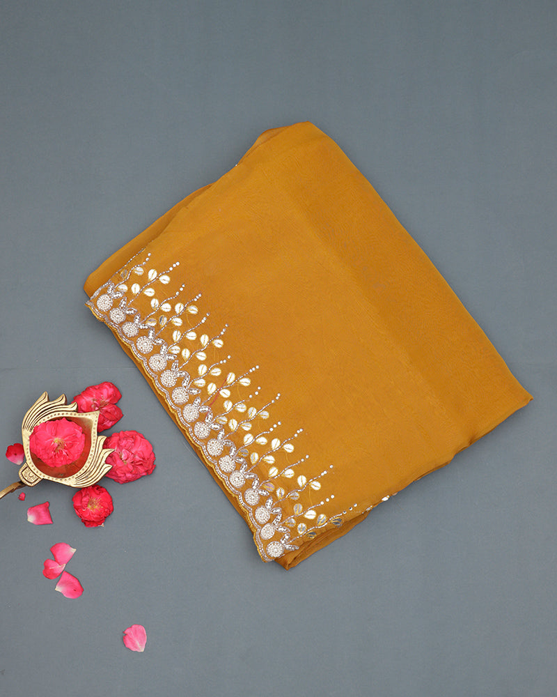 Orange organza saree - PattuCheeralu