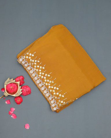 Orange organza saree - PattuCheeralu