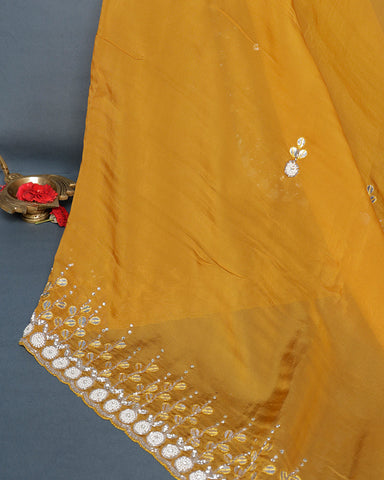 Orange organza saree - PattuCheeralu