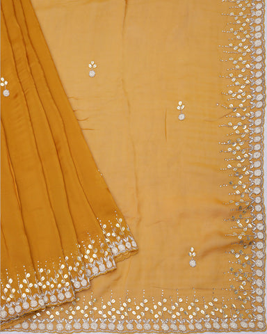 Orange organza saree - PattuCheeralu