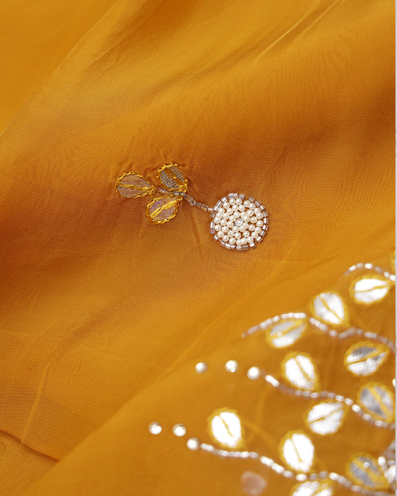 Orange organza saree - PattuCheeralu