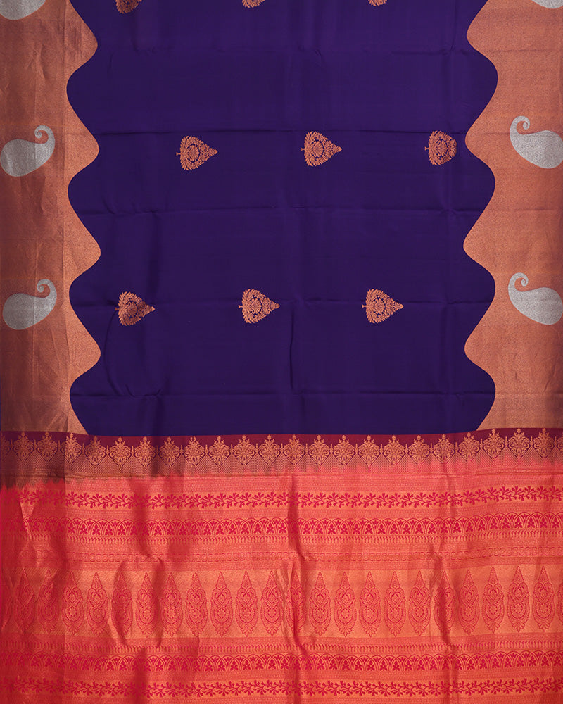 Purple Blue Kanjivaram Silk Saree - PattuCheeralu